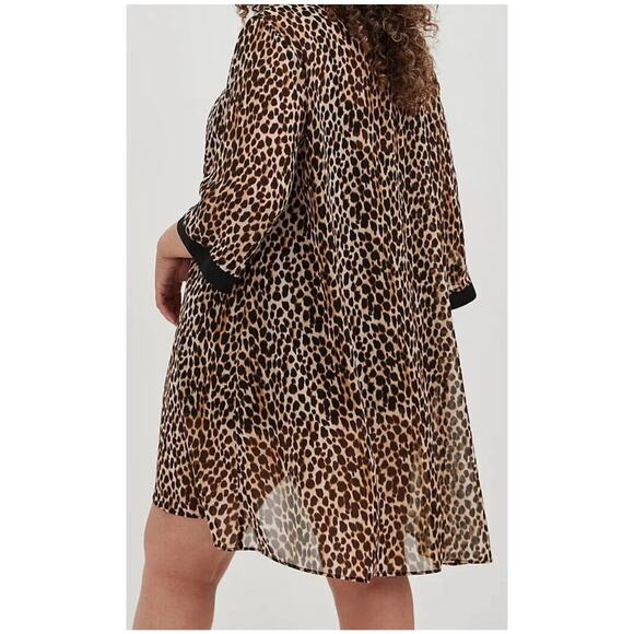 Torrid Leopard Print Sheer Chiffon Kimono Cover Up 0X Summer Beach Pool - Picture 6 of 6